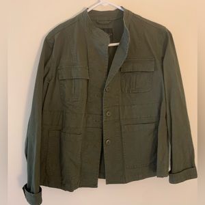 Military green cargo button up